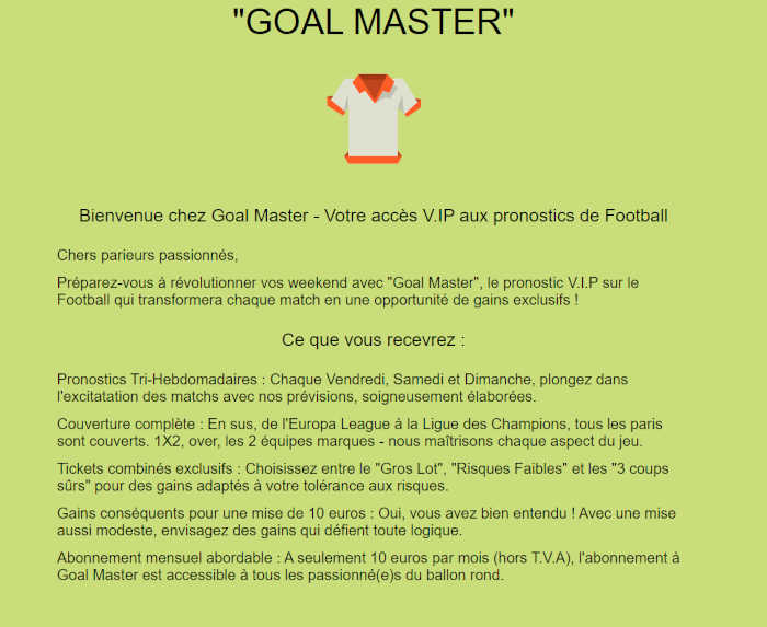"GoalMaster" Boostez vos gains